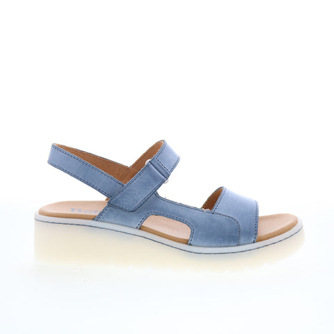 Born Kit BR0070434 Womens Blue Leather Hook & Loop Wedges Heels Shoes
