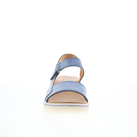 Born Kit BR0070434 Womens Blue Leather Hook & Loop Wedges Heels Shoes