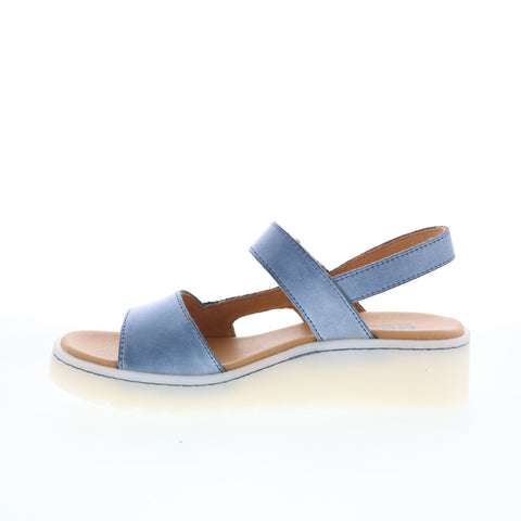 Born Kit BR0070434 Womens Blue Leather Hook & Loop Wedges Heels Shoes