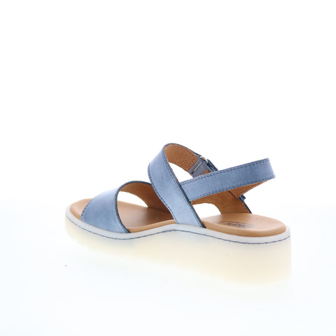 Born Kit BR0070434 Womens Blue Leather Hook & Loop Wedges Heels Shoes