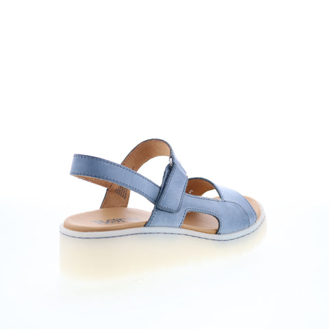 Born Kit BR0070434 Womens Blue Leather Hook & Loop Wedges Heels Shoes