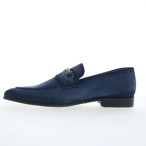 Mezlan Bracco 27353 Mens Blue Suede Slip On Loafers & Slip Ons Penny Shoes