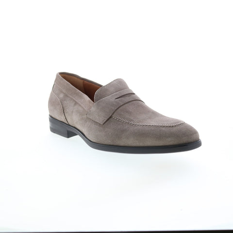 Bruno Magli Brando Mens Gray Suede Slip On Loafers & Slip Ons Penny Shoes