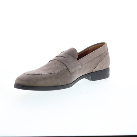 Bruno Magli Brando Mens Gray Suede Slip On Loafers & Slip Ons Penny Shoes