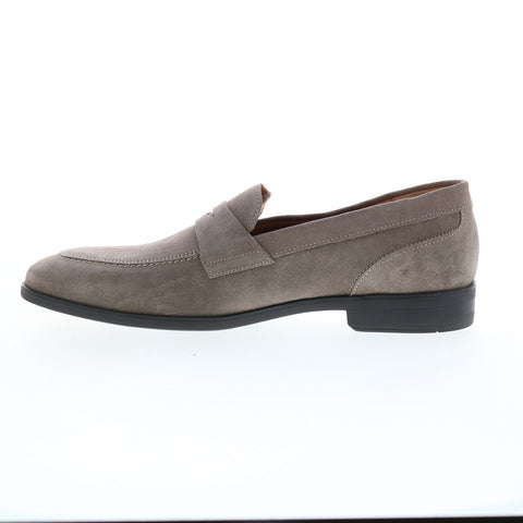 Bruno Magli Brando Mens Gray Suede Slip On Loafers & Slip Ons Penny Shoes
