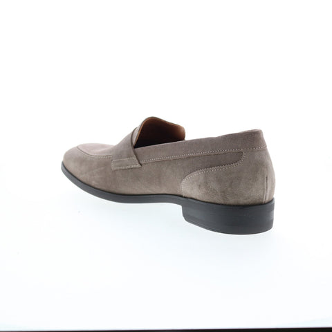 Bruno Magli Brando Mens Gray Suede Slip On Loafers & Slip Ons Penny Shoes