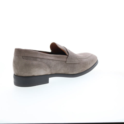Bruno Magli Brando Mens Gray Suede Slip On Loafers & Slip Ons Penny Shoes