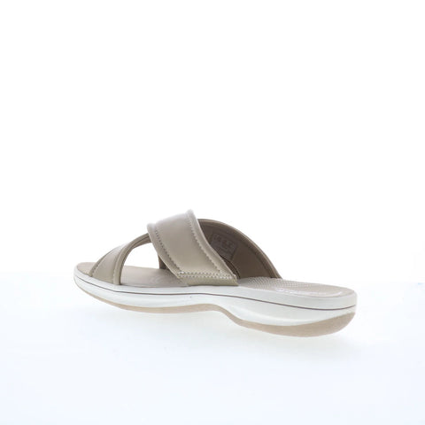 Clarks Breeze Sara 26179472 Womens Gray Leather Flip-Flops Sandals Shoes