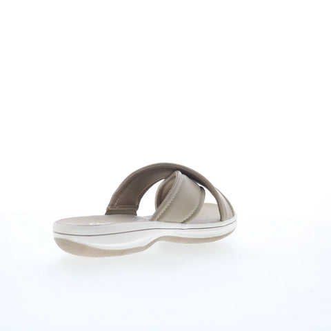 Clarks Breeze Sara 26179472 Womens Gray Leather Flip-Flops Sandals Shoes