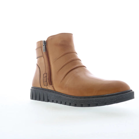 Miz Mooz Brena Womens Brown Leather Zipper Ankle & Booties Boots