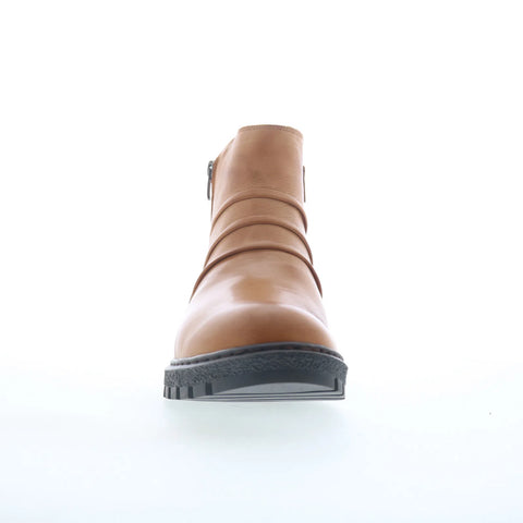 Miz Mooz Brena Womens Brown Leather Zipper Ankle & Booties Boots