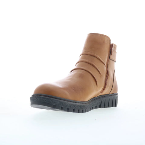 Miz Mooz Brena Womens Brown Leather Zipper Ankle & Booties Boots