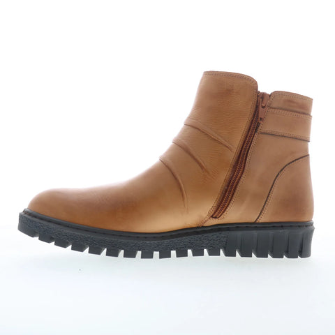 Miz Mooz Brena Womens Brown Leather Zipper Ankle & Booties Boots