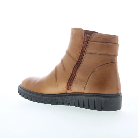 Miz Mooz Brena Womens Brown Leather Zipper Ankle & Booties Boots