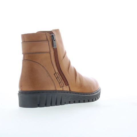 Miz Mooz Brena Womens Brown Leather Zipper Ankle & Booties Boots