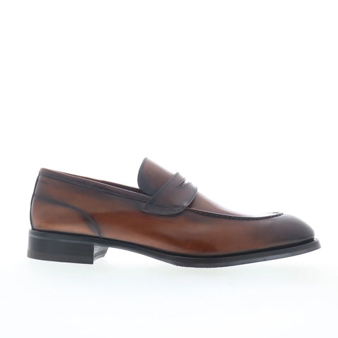 Di Bianco Brera Calf Mens Brown Leather Loafers & Slip Ons Penny Shoes