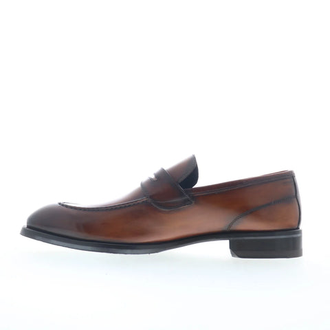 Di Bianco Brera Calf Mens Brown Leather Loafers & Slip Ons Penny Shoes