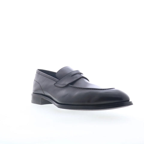 Di Bianco Brera Calf Mens Black Leather Loafers & Slip Ons Penny Shoes