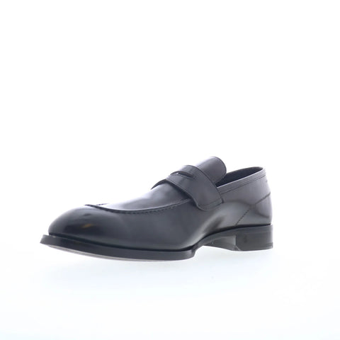 Di Bianco Brera Calf Mens Black Leather Loafers & Slip Ons Penny Shoes
