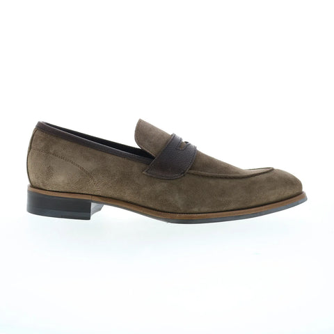 Di Bianco Brera Suede Scozzina Mens Gray Loafers & Slip Ons Penny Shoes