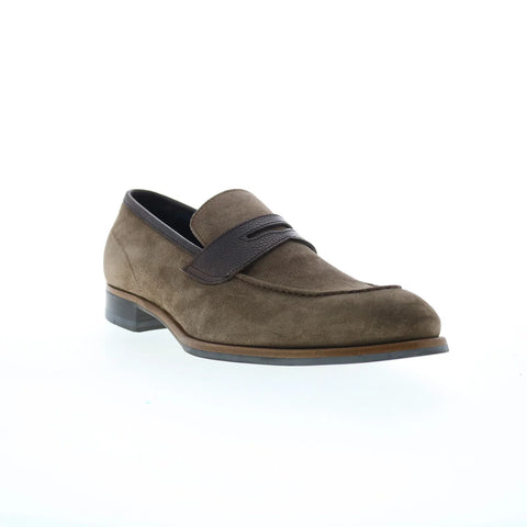 Di Bianco Brera Suede Scozzina Mens Gray Loafers & Slip Ons Penny Shoes
