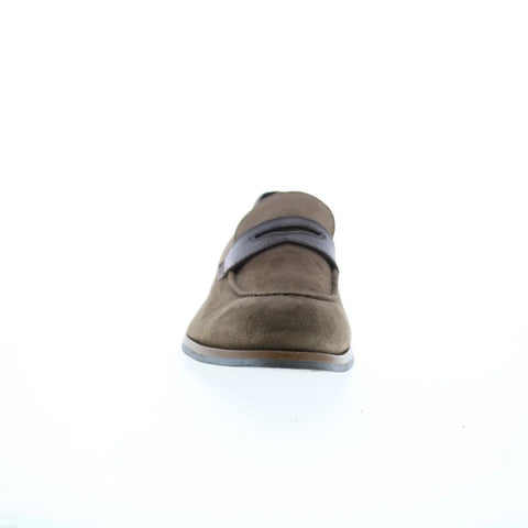 Di Bianco Brera Suede Scozzina Mens Gray Loafers & Slip Ons Penny Shoes