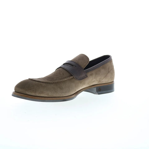 Di Bianco Brera Suede Scozzina Mens Gray Loafers & Slip Ons Penny Shoes