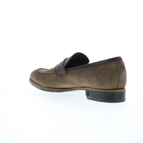 Di Bianco Brera Suede Scozzina Mens Gray Loafers & Slip Ons Penny Shoes