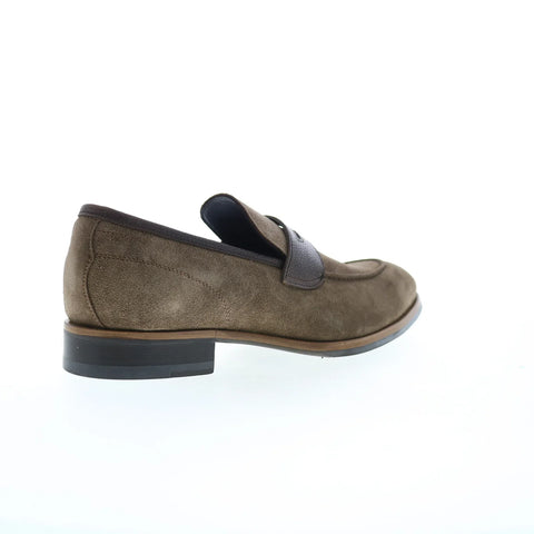 Di Bianco Brera Suede Scozzina Mens Gray Loafers & Slip Ons Penny Shoes
