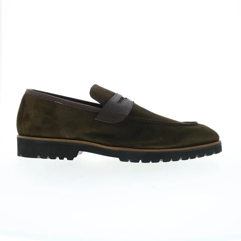 Di Bianco Brera Pebble Grain Mens Green Loafers & Slip Ons Penny Shoes