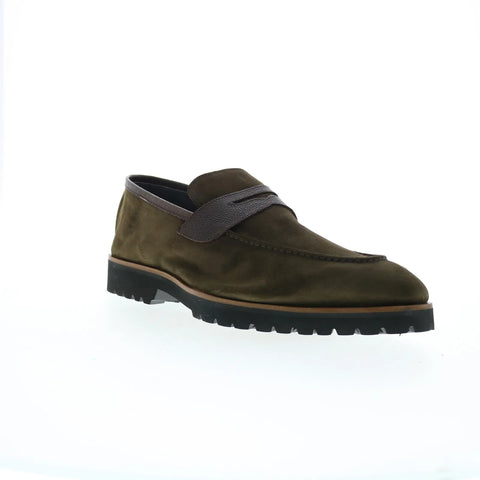 Di Bianco Brera Pebble Grain Mens Green Loafers & Slip Ons Penny Shoes