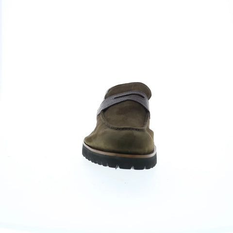 Di Bianco Brera Pebble Grain Mens Green Loafers & Slip Ons Penny Shoes