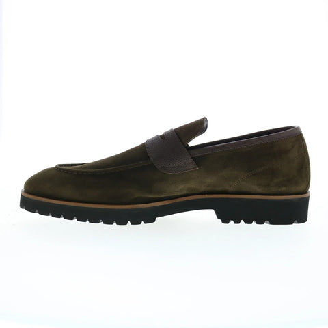 Di Bianco Brera Pebble Grain Mens Green Loafers & Slip Ons Penny Shoes