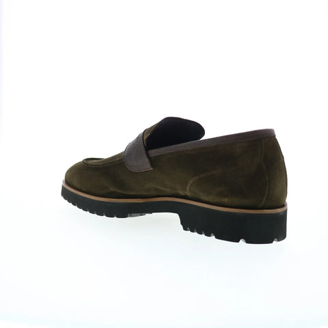 Di Bianco Brera Pebble Grain Mens Green Loafers & Slip Ons Penny Shoes