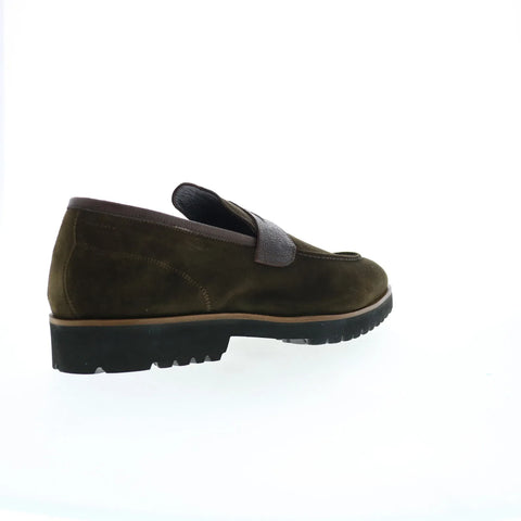 Di Bianco Brera Pebble Grain Mens Green Loafers & Slip Ons Penny Shoes