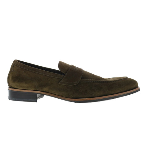Di Bianco Brera Suede Mens Green Suede Loafers & Slip Ons Penny Shoes