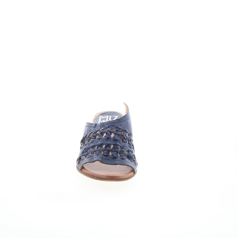 Miz Mooz Briar Womens Blue Leather Slip On Heeled Sandals Shoes