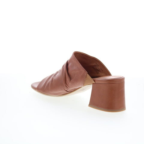 Miz Mooz Brienne Womens Brown Leather Slip On Heeled Sandals Shoes