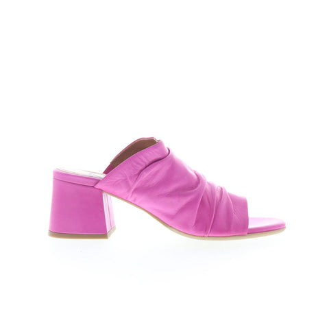 Miz Mooz Brienne Womens Pink Leather Slip On Heeled Sandals Shoes