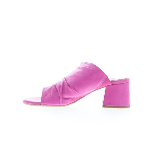 Miz Mooz Brienne Womens Pink Leather Slip On Heeled Sandals Shoes