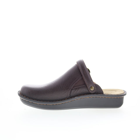 Alegria Bryn BRN-8140 Womens Brown Leather Slip On Clog Flats Shoes