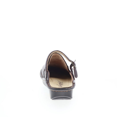 Alegria Bryn BRN-8140 Womens Brown Leather Slip On Clog Flats Shoes