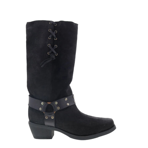 Dingo Bronco DI-2230 Mens Black Suede Pull On Cowboy Western Boots