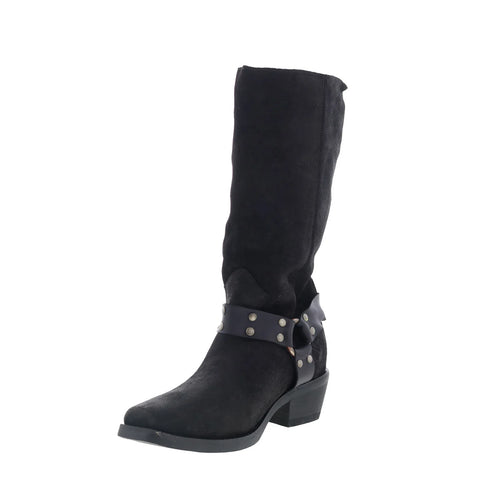 Dingo Bronco DI-2230 Mens Black Suede Pull On Cowboy Western Boots