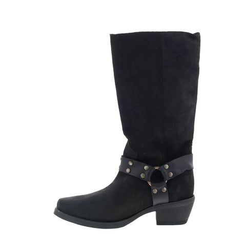 Dingo Bronco DI-2230 Mens Black Suede Pull On Cowboy Western Boots