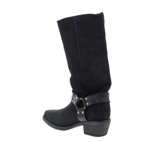 Dingo Bronco DI-2230 Mens Black Suede Pull On Cowboy Western Boots