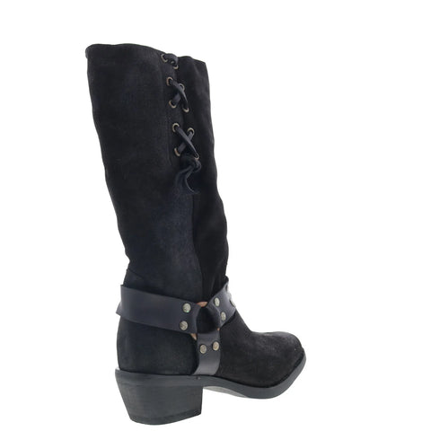 Dingo Bronco DI-2230 Mens Black Suede Pull On Cowboy Western Boots