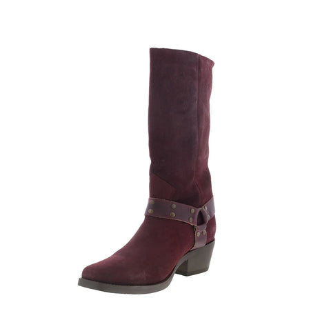 Dingo Bronco DI-2230 Mens Red Suede Pull On Cowboy Western Boots