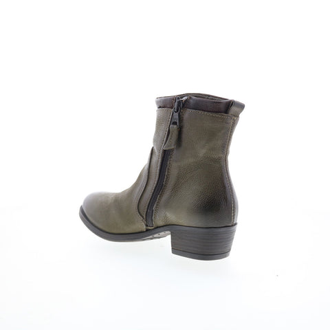 Miz Mooz Bronte Womens Green leather Zipper Ankle & Booties Boots
