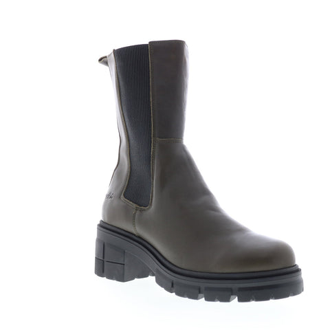 Bos. & Co. Brunas Womens Green Leather Zipper Casual Dress Boots